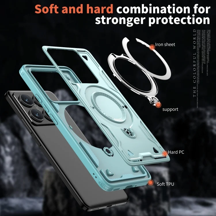 EDA007334701A_4.webp PC Hybrid TPU Armor MagSafe Ring Holder Phone Case, For Xiaomi 14T, For Xiaomi Poco X6 Pro 5G - Image 5