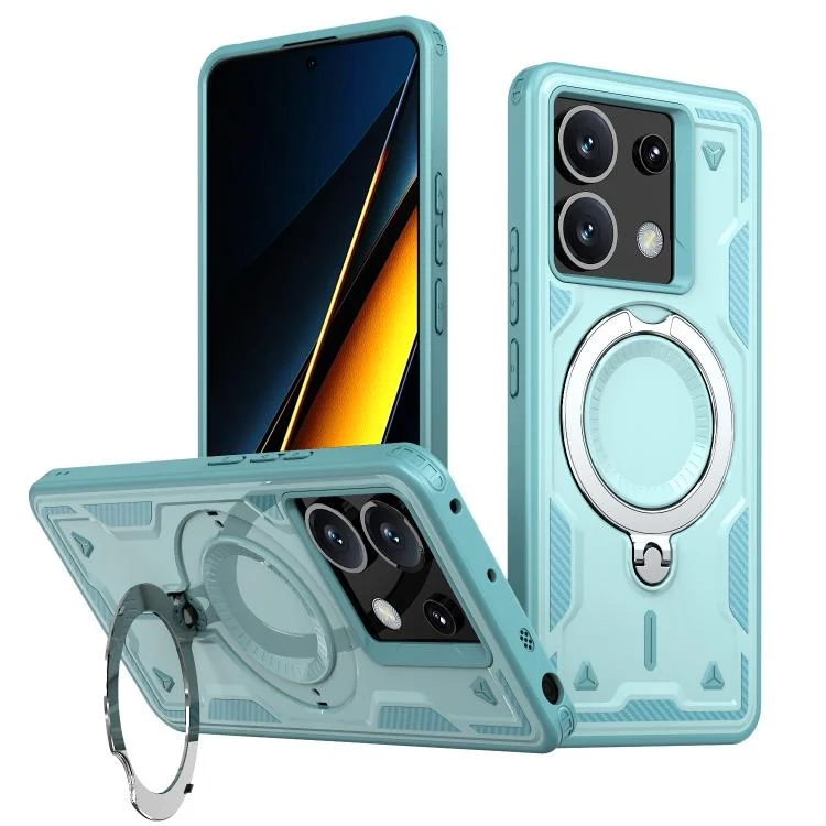 PC Hybrid TPU Armor MagSafe Ring Holder Phone Case, For Xiaomi Poco X6, For Xiaomi Poco M6 Pro 5G