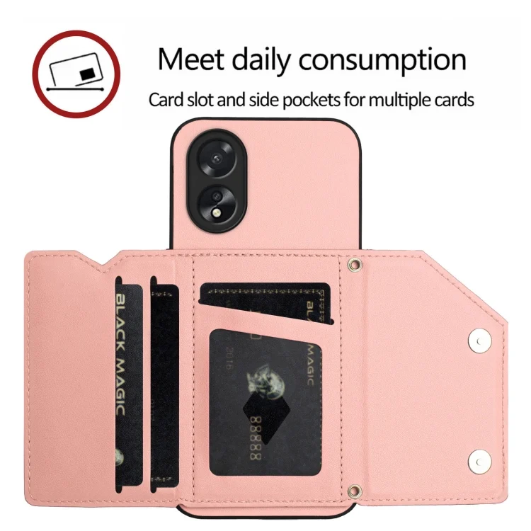 EDA007336204A_4.webp Skin Feel Four Card Slots Phone Case with Wrist Strap, For OPPO A38 4G / A18 4G Global, For OPPO A58 4G Global, For OPPO Reno10 Pro 5G Global - Image 5