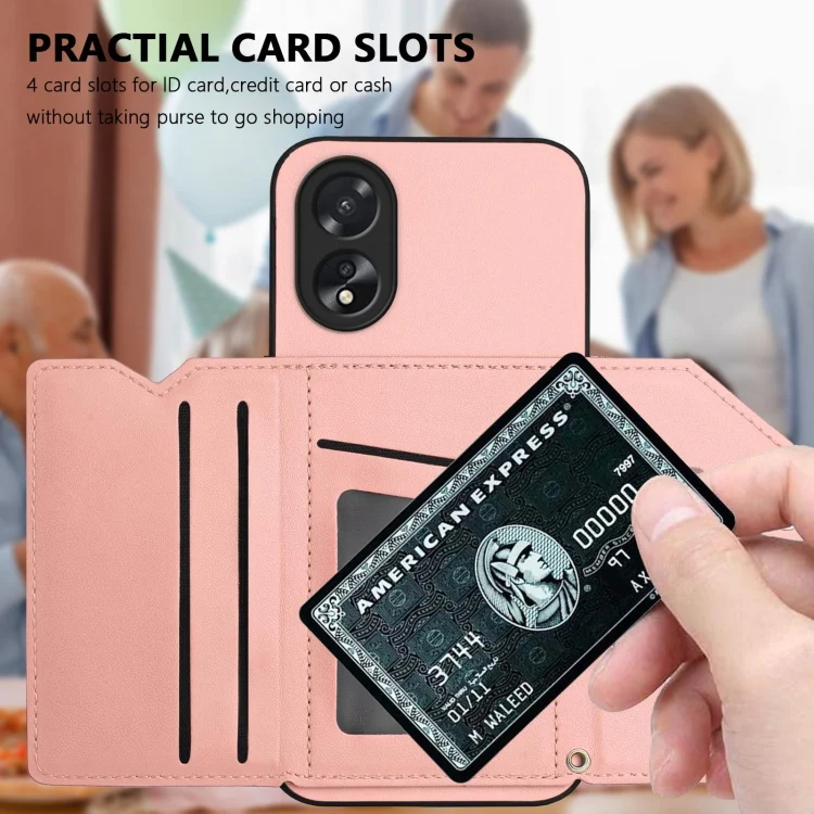 EDA007336204A_5.webp Skin Feel Four Card Slots Phone Case with Wrist Strap, For OPPO A38 4G / A18 4G Global, For OPPO A58 4G Global, For OPPO Reno10 Pro 5G Global - Image 6