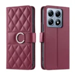Ring Buckle Rhombic Leather Phone Case, For Xiaomi 14T Pro, For Xiaomi 14T, For Xiaomi Poco M6 4G, For Xiaomi Poco M6 Pro 4G