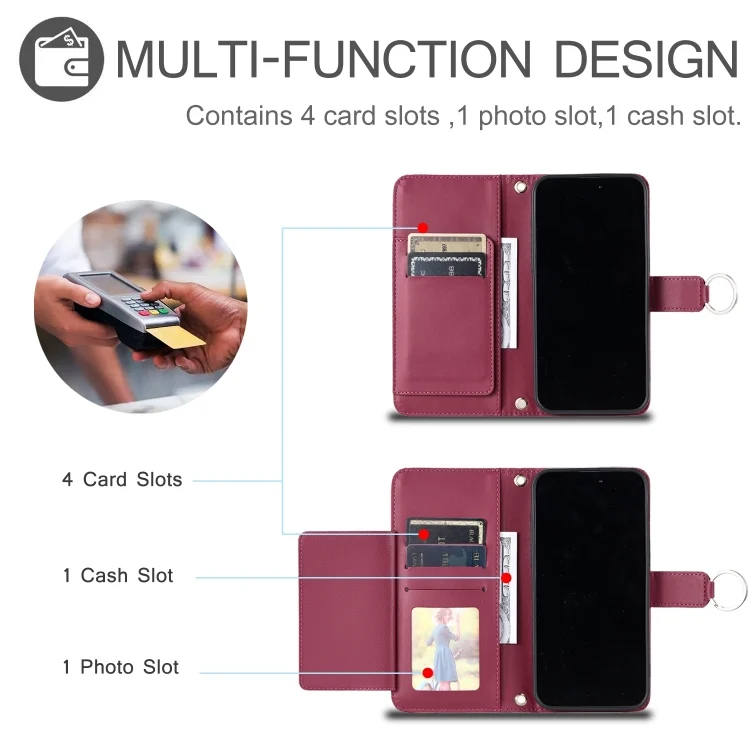 EDA007349308A_5.webp Ring Buckle Rhombic Leather Phone Case, For OPPO A58 4G Global, For OPPO Reno10 /10 Pro 5G Global, For OPPO A78 4G Global, For OPPO A98 / F23 5G India - Image 6