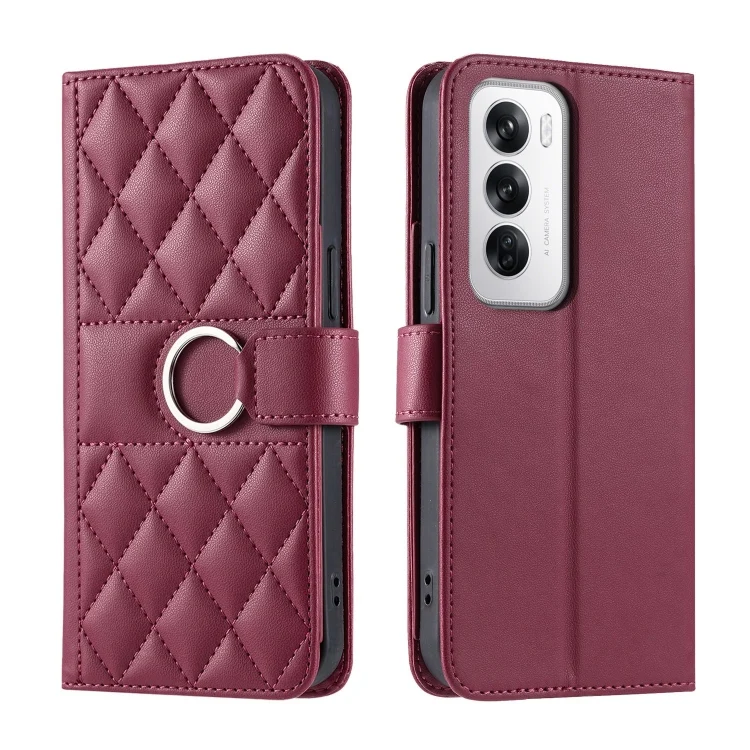Ring Buckle Rhombic Leather Phone Case, For OPPO Reno12 5G Global, For OPPO Reno11 5G Global, For OPPO Reno11 Pro 5G Global, For OPPO A38 4G / A18 4G