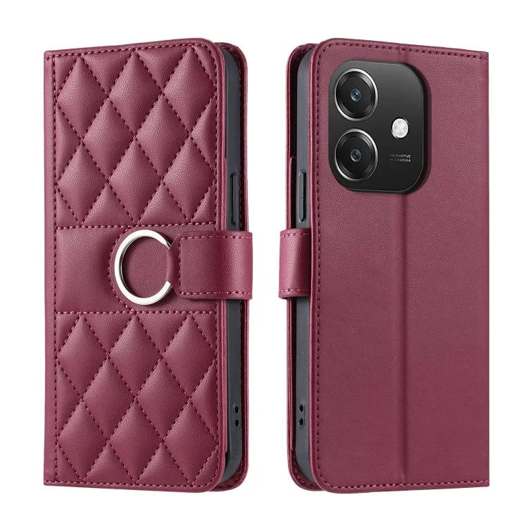 Ring Buckle Rhombic Leather Phone Case, For OPPO A3 4G / 5G / A60 5G, For OPPO A80 5G / A3 Pro, For OPPO Reno12 F 4G Global, For OPPO Reno12 Pro 5G Global