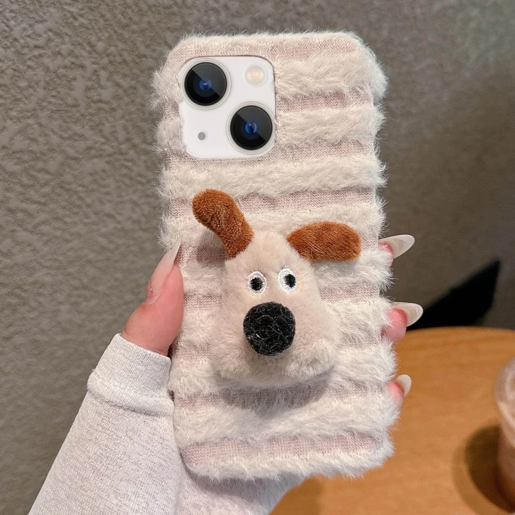 Doll Plush PU Hybrid PC Phone Case, For iPhone 14, For iPhone 14 Pro, For iPhone 14 Pro Max