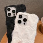 W-texture Plush PU Hybrid PC Phone Case with Doll Keychain, For iPhone 14 Pro, For iPhone 14 Pro Max, For iPhone 13 Pro Max, For iPhone 13 Pro, For iPhone 13 - Image 3