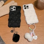 W-texture Plush PU Hybrid PC Phone Case with Doll Keychain, For iPhone 14 Pro, For iPhone 14 Pro Max, For iPhone 13 Pro Max, For iPhone 13 Pro, For iPhone 13 - Image 6