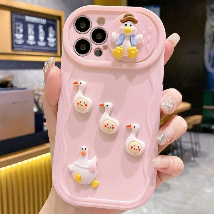 Creative 3D Duck Design Sliding Window Full Coverage Phone Case, For iPhone 12 Pro Max, For iPhone 12 Pro, For iPhone 11 Pro Max, For iPhone 11