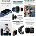 ZW36 1.83 inch BT Call Smart Watch, Blood oxygen / Blood Pressure / Heart Rate - Image 4