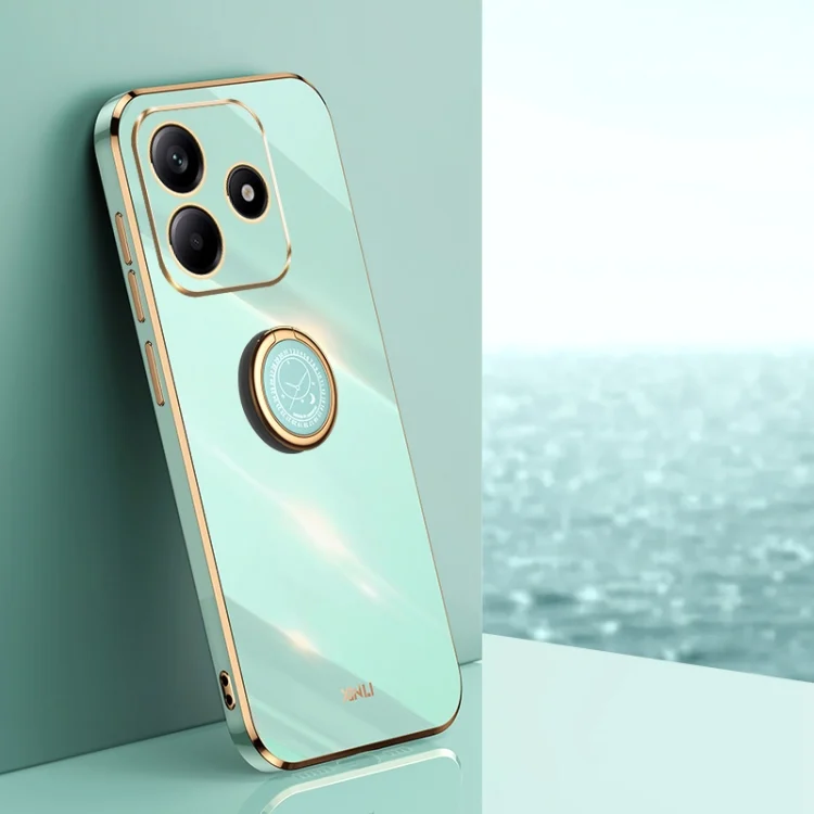 EDA007368801A.webp XINLI Straight 6D Plating Gold Edge TPU Shockproof Case with Ring Holder, For Redmi Note 14 5G, For Redmi Note 14 Pro+ 5G - Image 1