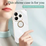 XINLI Straight 6D Plating Gold Edge TPU Shockproof Case with Ring Holder, For Redmi Note 14 5G, For Redmi Note 14 Pro+ 5G - Image 2
