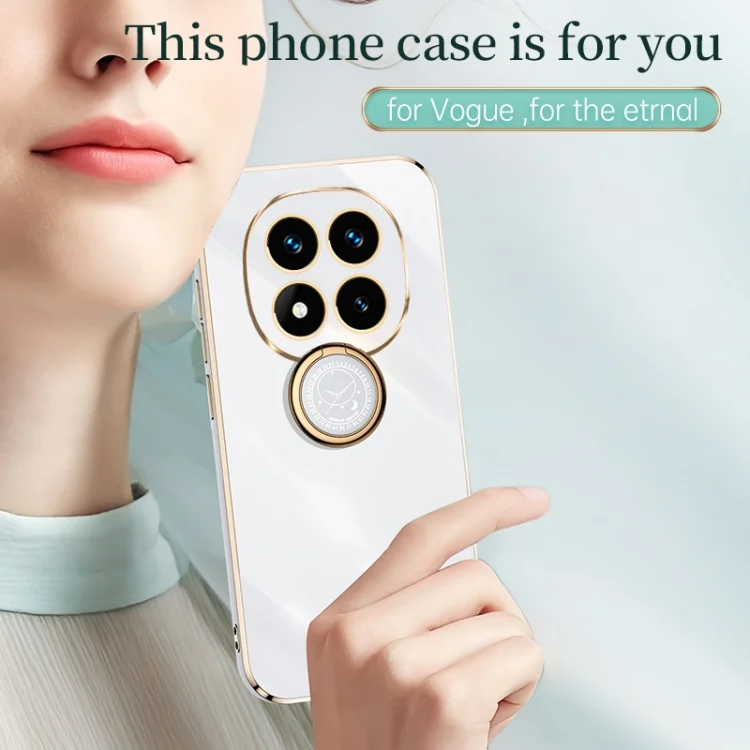 EDA007368802A_1.webp XINLI Straight 6D Plating Gold Edge TPU Shockproof Case with Ring Holder, For Redmi Note 14 Pro 5G - Image 2