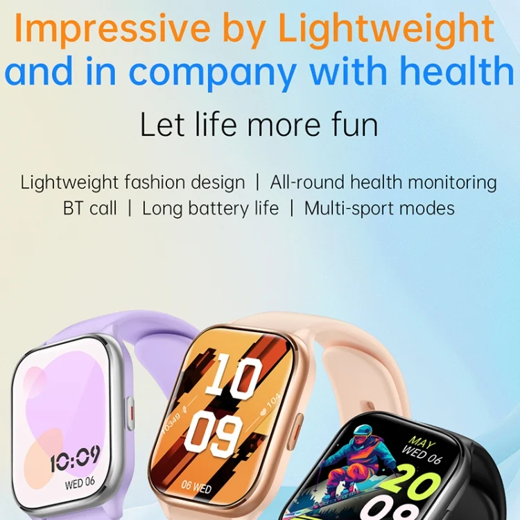 EDA0073696_B1.webp KT73S 1.85 inch Square Screen BT Call Smart Watch, Heart Rate / Blood Pressure / Blood Oxygen / Female Health / Sleep Monitoring - Image 2