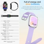 KT73S 1.85 inch Square Screen BT Call Smart Watch, Heart Rate / Blood Pressure / Blood Oxygen / Female Health / Sleep Monitoring - Image 3