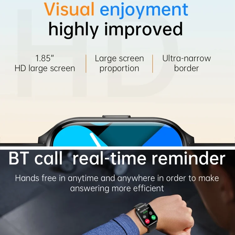 EDA0073696_B7.webp KT73S 1.85 inch Square Screen BT Call Smart Watch, Heart Rate / Blood Pressure / Blood Oxygen / Female Health / Sleep Monitoring - Image 8