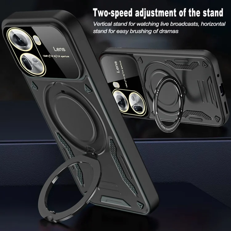 EDA007377803A_4.webp Large Window MagSafe Holder Phone Case, For OPPO Reno11 5G Global, For OPPO A78 5G, For OPPO A77 5G / A57 5G / A77s 4G - Image 5