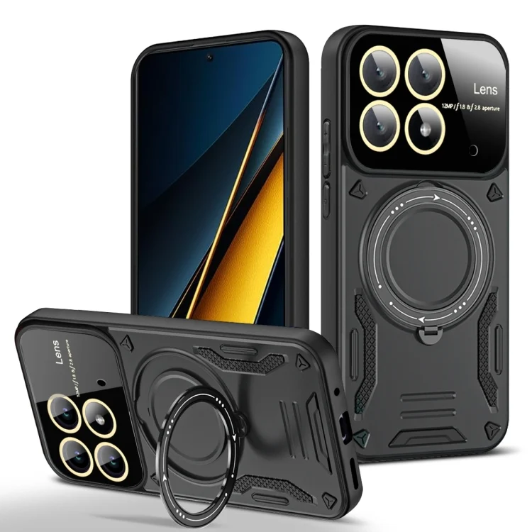 Large Window MagSafe Holder Phone Case, For Xiaomi Poco X6 Pro, For Xiaomi Poco X6 5G, For Xiaomi 14 Ultra