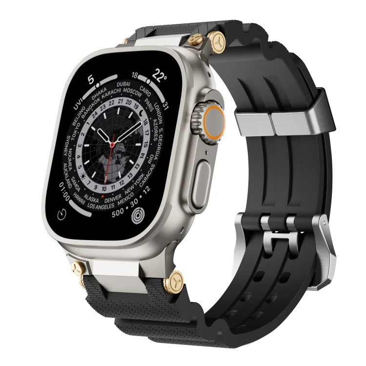 Cool Dual-Row Holes Silicone Watch Band, For Apple Watch 46mm / 49mm / 45mm / 44mm, For Apple Watch 42mm / 41mm / 40mm / 38mm