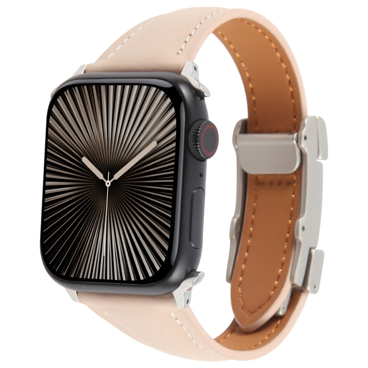 Slim Magnetic Buckle Genuine Leather Watch Band, For Apple Watch 46mm / 49mm / 45mm / 44mm, For Apple Watch 42mm / 41mm / 40mm / 38mm