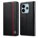 LC.IMEEKE Carbon Fiber Leather Phone Case, For Redmi Note 14 4G EU 164.84mm, For Redmi Note 14 Pro 4G, For Redmi A4 5G / 14C 4G, For Redmi Note 14 5G Global
