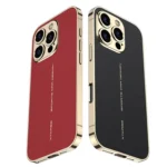 GKK Plated Plain Leather Shockproof Phone Case, For iPhone 16 Pro Max, For iPhone 16 Pro - Image 2
