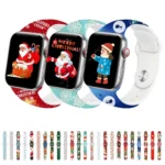 Christmas Pattern Reverse Buckle Silicone Watch Band, For Apple Watch 42mm / 41mm / 40mm / 38mm - Image 2