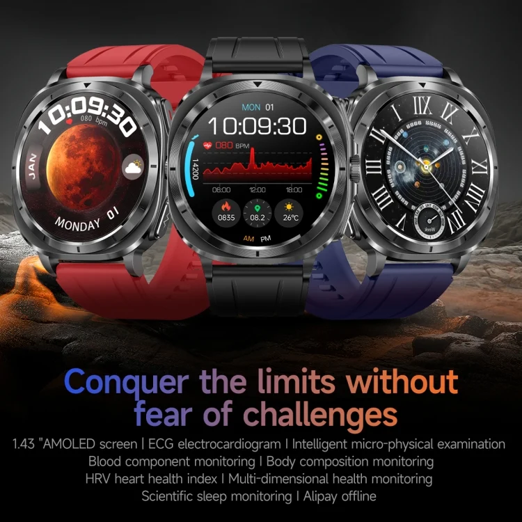 EDA0074253_B1.webp ET492 1.43 inch AMOLED Screen Steel Strap Smart Watch Supports ECG/Blood Sugar Monitoring - Image 2