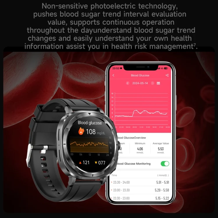EDA0074253_B5.webp ET492 1.43 inch AMOLED Screen Steel Strap Smart Watch Supports ECG/Blood Sugar Monitoring - Image 6