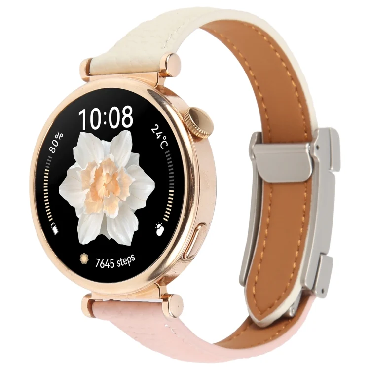 Universal Slim Magnetic Buckle Genuine Leather Watch Band