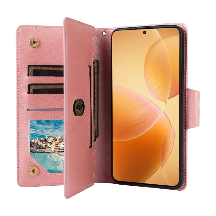 EDA007434601A_4.webp Rivet Buckle 9 Cards Three Fold Leather Phone Case, For Xiaomi 14T Pro Global, For Xiaomi 14T 5G Global - Image 5