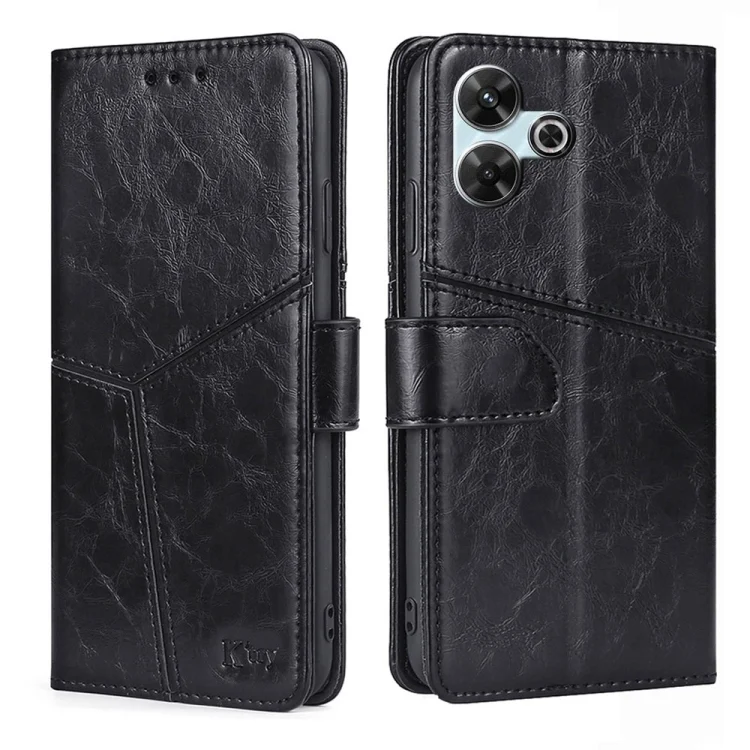 Geometric Stitching Leather Phone Case, For Redmi 13 4G