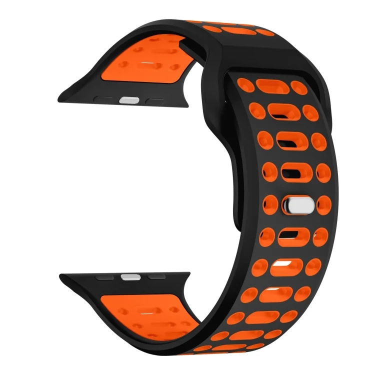 Single Nail Dual-Color Multi-hole Silicone Watch Band, For Apple Watch 46mm / 49mm / 45mm / 44mm