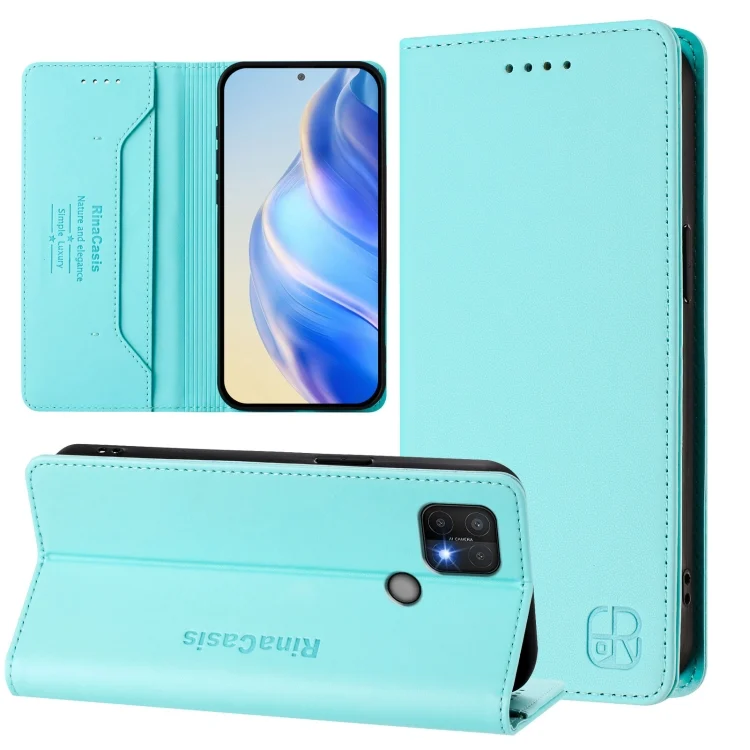 RC01 Dual-Folded Magnetic Suction RFID Leather Phone Case, For OPPO A15 / A15s / A35 2021, For OPPO A94 5G