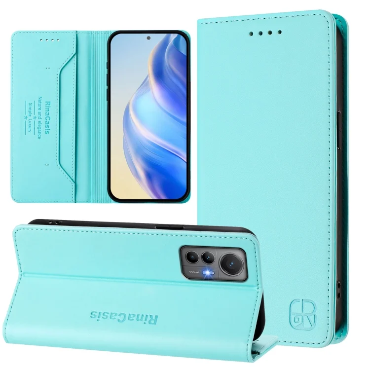 RC01 Dual-Folded Magnetic Suction RFID Leather Phone Case, For Xiaomi 12 Lite, For Xiaomi Poco C40