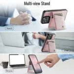 AutSpace A12 MagSafe Magnetic RFID Card Bag Phone Case, For iPhone 16 Pro Max, For iPhone 16 Pro, For iPhone 16 Plus, For iPhone 16 - Image 4