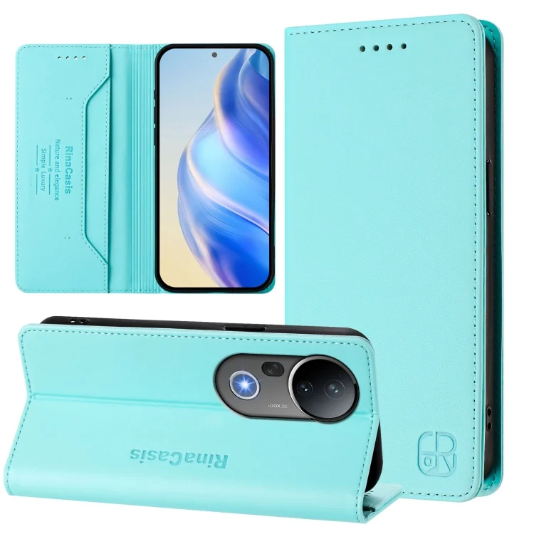 RC01 Dual-Folded Magnetic Suction RFID Leather Phone Case, For vivo S20 Pro 5G, For vivo Y300 5G