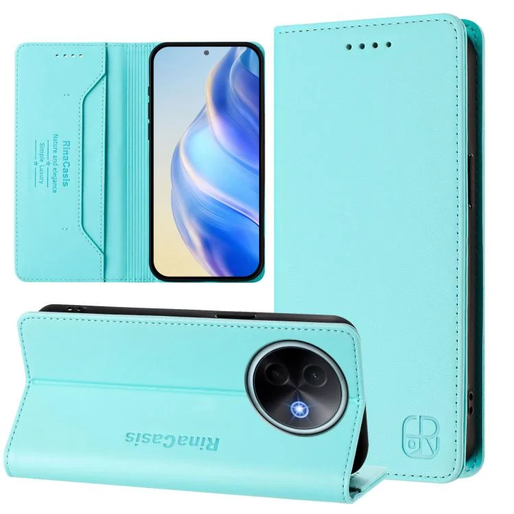 RC01 Dual-Folded Magnetic Suction RFID Leather Phone Case, For vivo Y39 5G Global, For vivo V50 Lite 5G