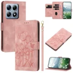 Tulips Embossed Leather Phone Case with Lanyard, For Xiaomi 14T