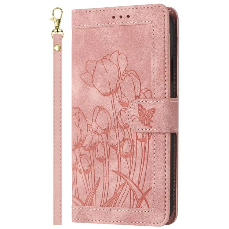 EDA007491203A_1.webp Tulips Embossed Leather Phone Case with Lanyard, For Xiaomi 15 Pro, For Xiaomi 15, For Xiaomi 14T Pro - Image 2