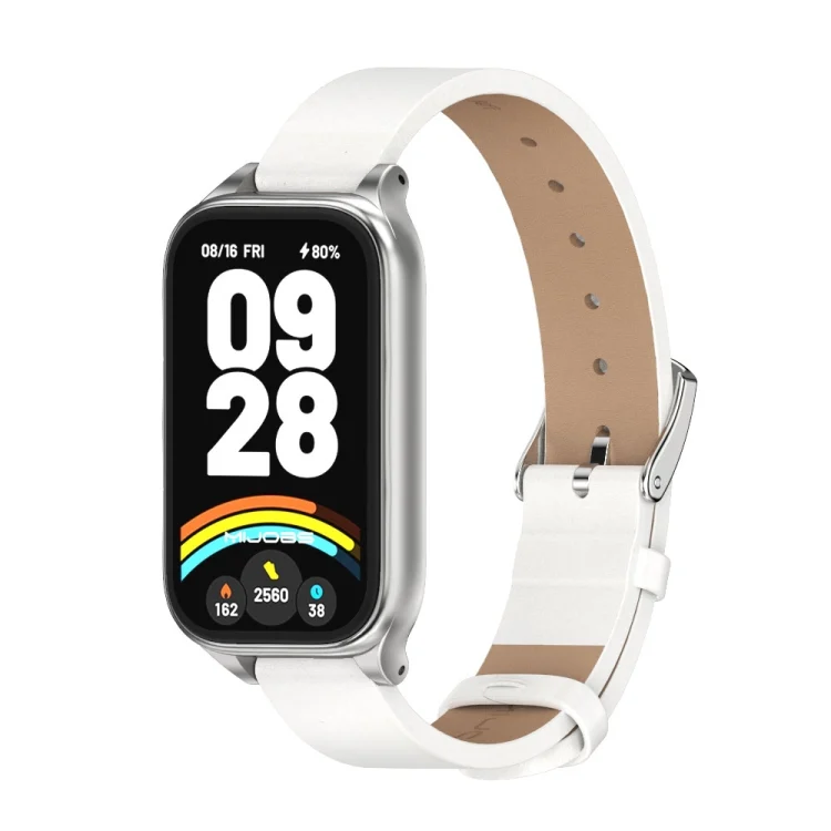 Mijobs Metal Shell Microfiber PU Leather Watch Band