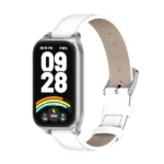 Mijobs Metal Shell Genuine Leather Watch Band
