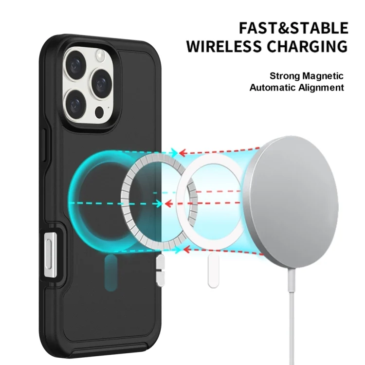 EDA007496001A_4.webp Shockproof MagSafe Armor PC Hybrid TPU Phone Case, For iPhone 16 Pro Max, For iPhone 16 Pro - Image 5