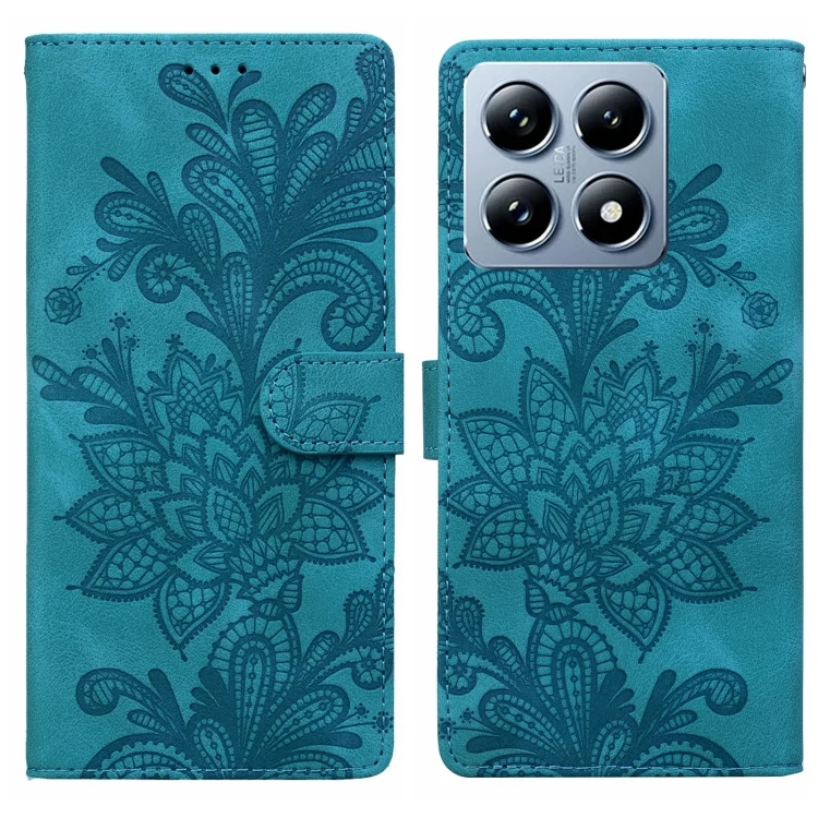 Lace Floral Embossed Magnetic Buckle PU Phone Case With Wrist Strap, For Xiaomi 14T Pro, For Xiaomi 14T, For Xiaomi 14 Pro, For Xiaomi 14