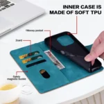 Lace Floral Embossed Magnetic Buckle PU Phone Case With Wrist Strap, For Xiaomi 14T Pro, For Xiaomi 14T, For Xiaomi 14 Pro, For Xiaomi 14 - Image 4