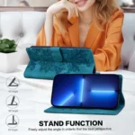 Lace Floral Embossed Magnetic Buckle PU Phone Case With Wrist Strap, For Xiaomi 14T Pro, For Xiaomi 14T, For Xiaomi 14 Pro, For Xiaomi 14 - Image 5