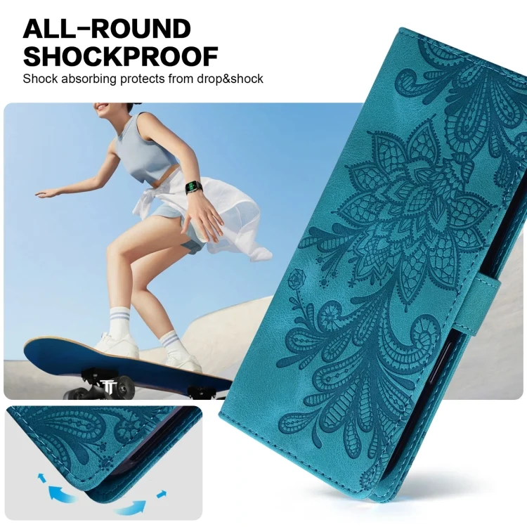 EDA007496604A_5.webp Lace Floral Embossed Magnetic Buckle PU Phone Case With Wrist Strap, For Xiaomi 14T Pro, For Xiaomi 14T, For Xiaomi 14 Pro, For Xiaomi 14 - Image 6