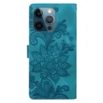 Lace Floral Embossed Magnetic Buckle PU Phone Case With Wrist Strap, For iPhone 12 Pro Max / 13 Pro Max, For iPhone 13 Pro, For iPhone 12 mini / 13 mini, For iPhone 12 - Image 3