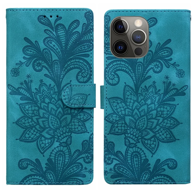 Lace Floral Embossed Magnetic Buckle PU Phone Case With Wrist Strap, For iPhone 12 Pro, For iPhone 11 Pro Max, For iPhone 11, For iPhone 11 Pro