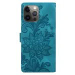 Lace Floral Embossed Magnetic Buckle PU Phone Case With Wrist Strap, For iPhone 12 Pro, For iPhone 11 Pro Max, For iPhone 11, For iPhone 11 Pro - Image 3