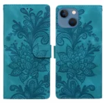 Lace Floral Embossed Magnetic Buckle PU Phone Case With Wrist Strap, For iPhone 13 / 14, For iPhone 14 Pro, For iPhone 14 Pro Max, For iPhone 6 / 7 / SE 2022